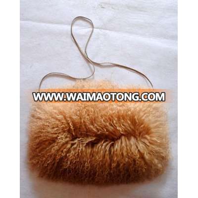 YR140 Hot Sale Winter Tibet Lamb Fur Hand Muff/Real Mongolia Fur Hand Warmer