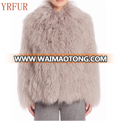 YR690A Top Quality Genuine Tibet Lamb Skin Fur coats