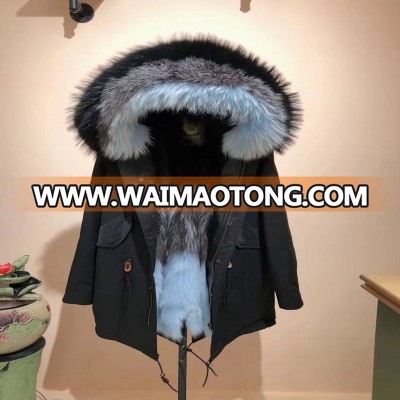 YRC235 New styles fur parka Women's  Parka With Real Fox Fur lining big collar overcoat