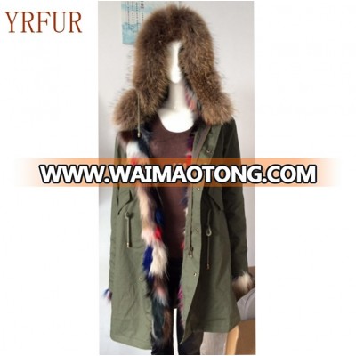 YR795 Fox Fur Lined with Raccoon fur Hood trimming Parka OEM Factory Customize